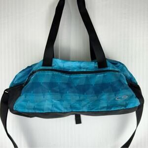 C9 Champion Yoga Duffel Travel Sports Gym Bag Blue Print Black Trim 18” Carryall